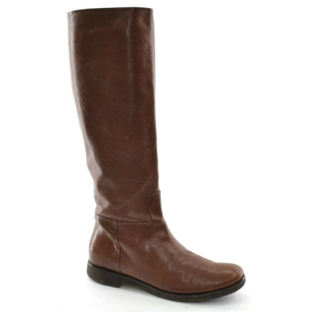 Roberto Del Carlo Brown Leather Pull Up Knee Boots 37